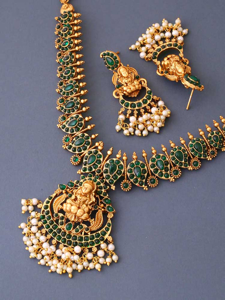 Emerald Indra Temple Jewellery Set - New Arrival