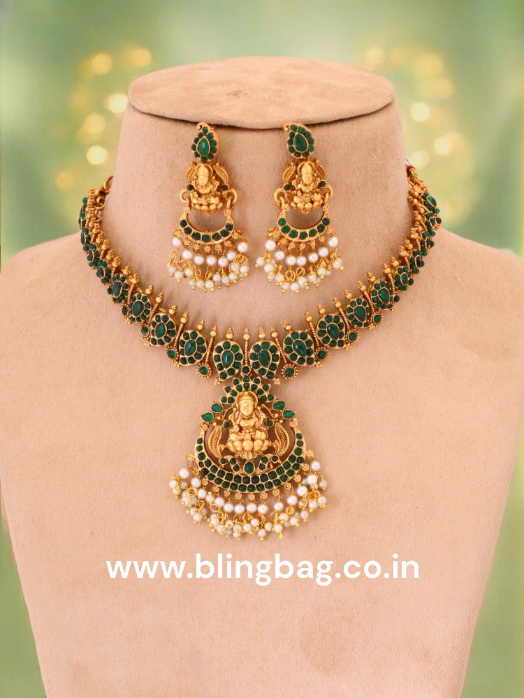 Emerald Indra Temple Jewellery Set - New Arrival