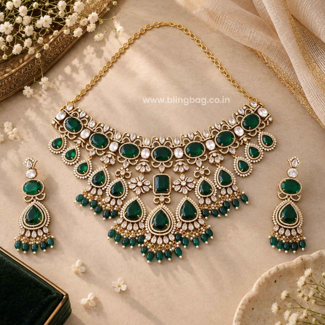 Emerald Infinity Victorian Jewellery Set - New Arrival