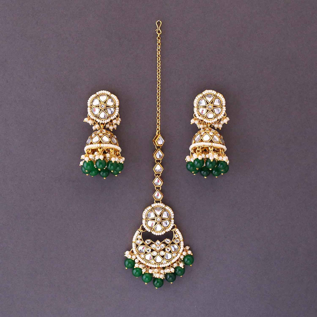 Emerald Inula Maang Tikka Set