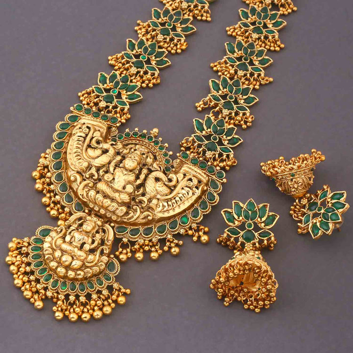 Emerald Ishwari Temple Jewellery Set - New Arrival