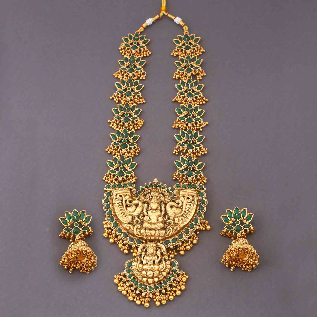 Emerald Ishwari Temple Jewellery Set - New Arrival