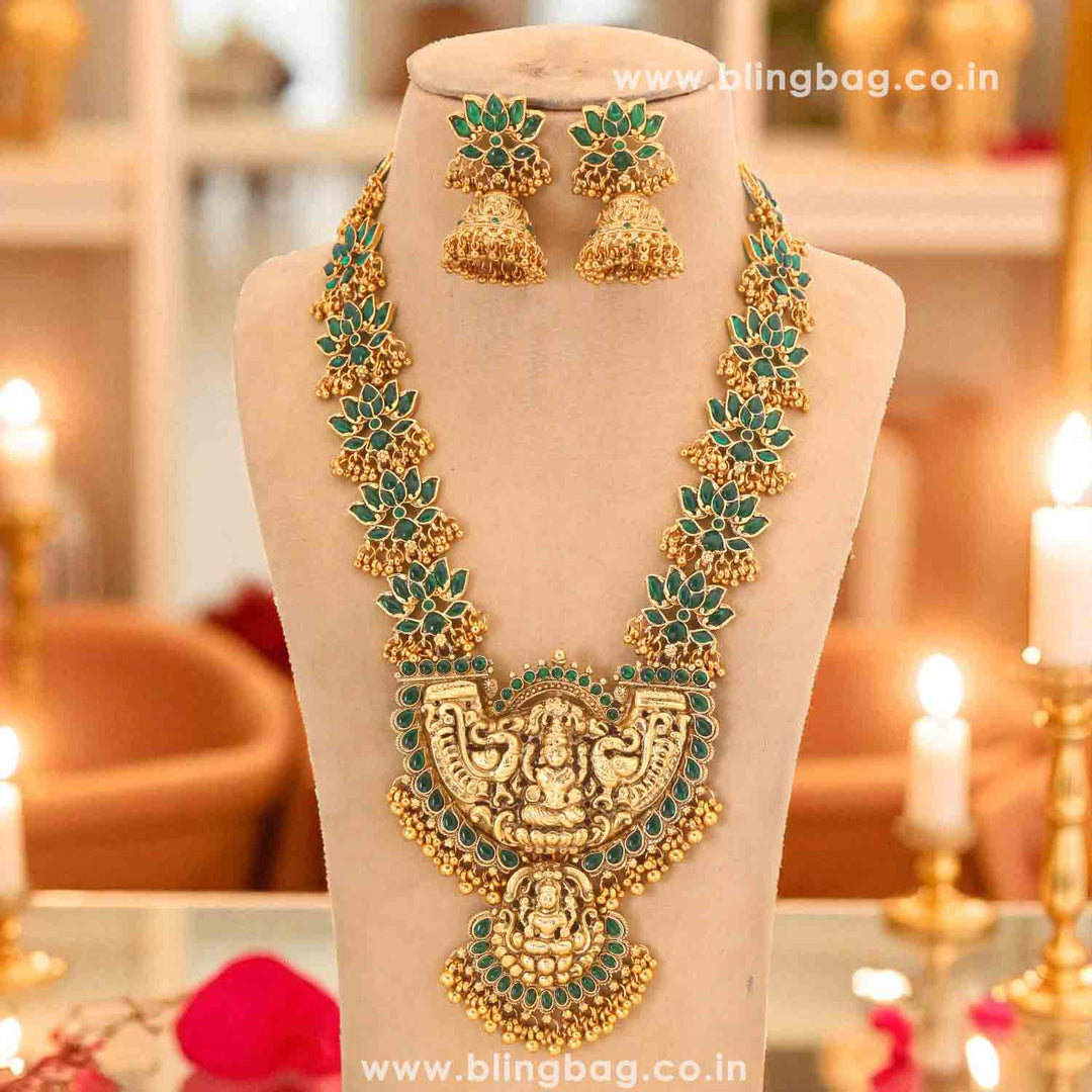 Emerald Ishwari Temple Jewellery Set - New Arrival