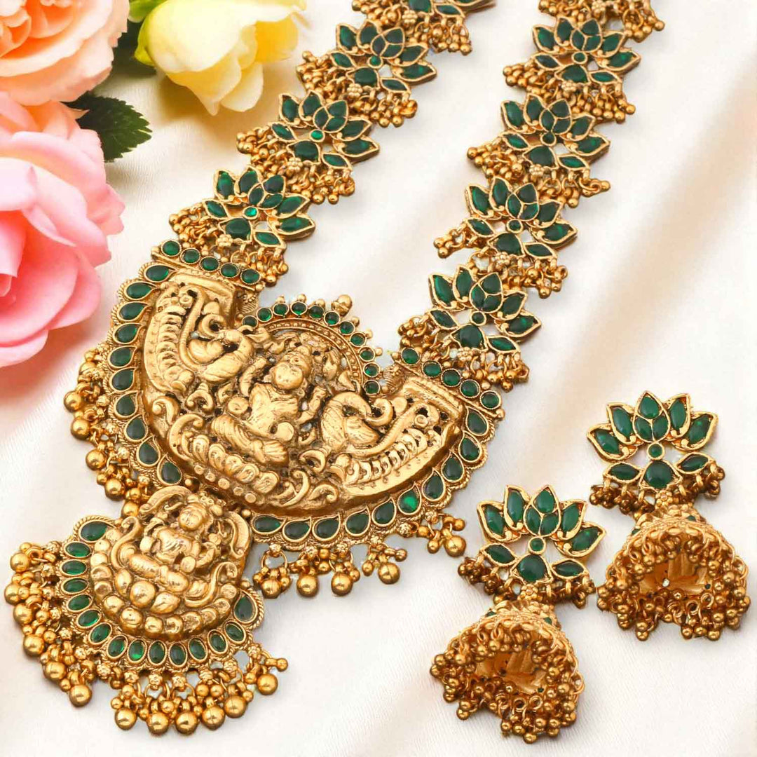 Emerald Ishwari Temple Jewellery Set - New Arrival