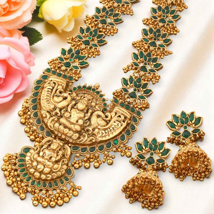 Emerald Ishwari Temple Jewellery Set - New Arrival
