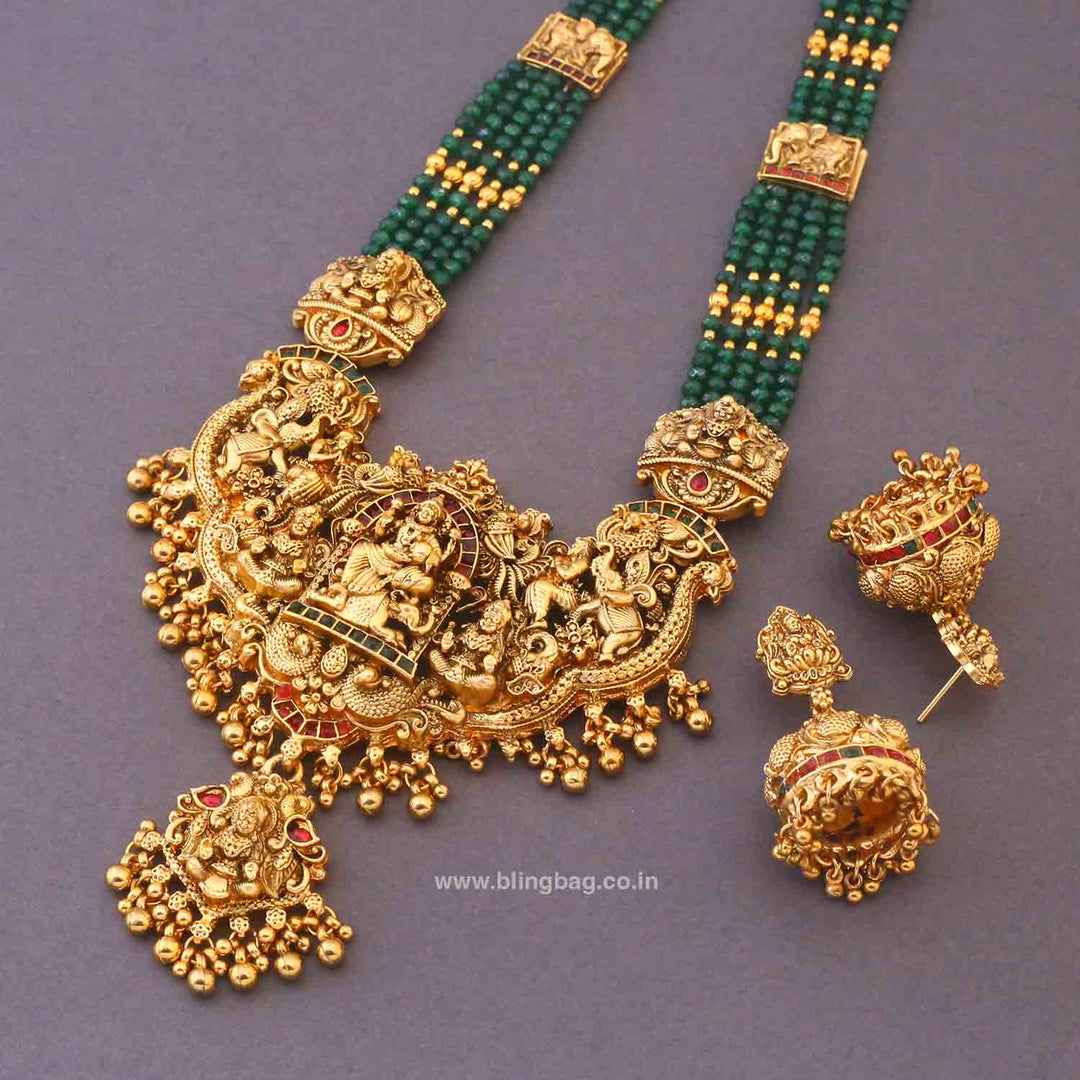 Emerald Jagatjanani Temple Jewellery Set - New Arrival