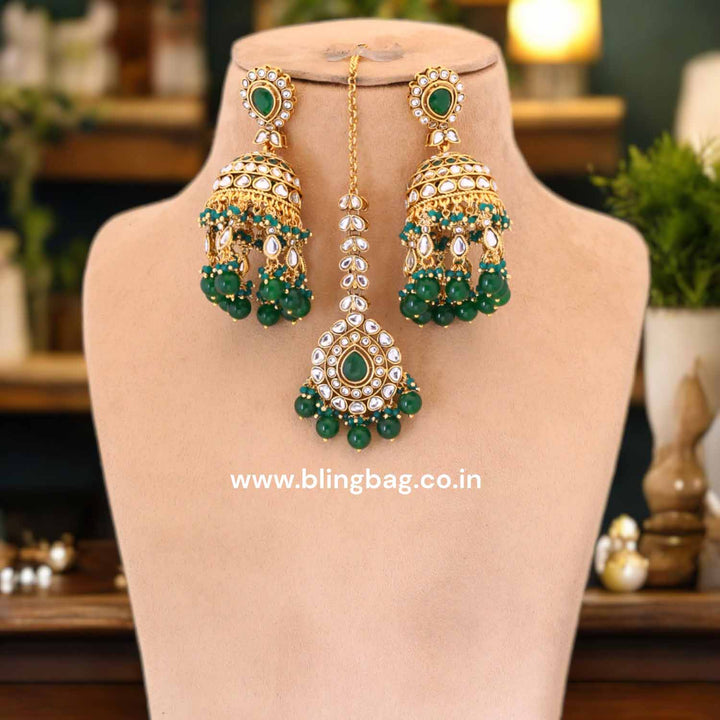 Emerald Jambhul Maang Tikka Set