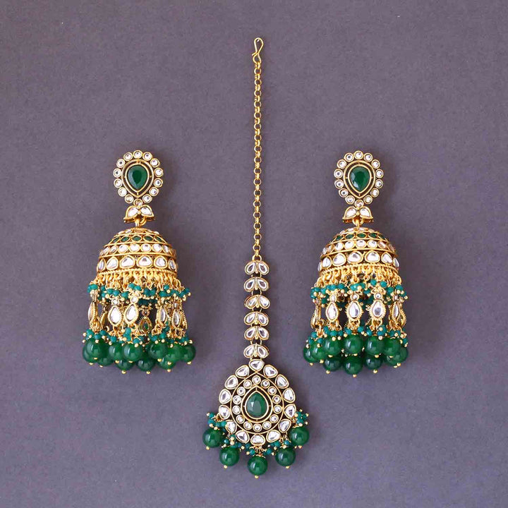 Emerald Jambhul Maang Tikka Set