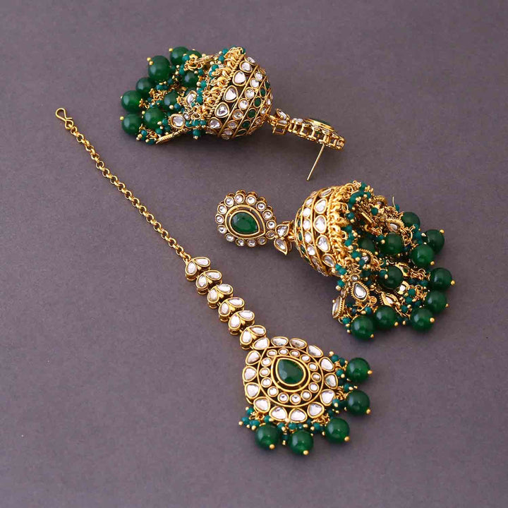 Emerald Jambhul Maang Tikka Set
