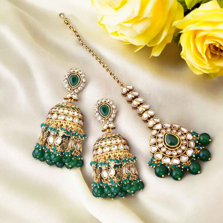 Emerald Jambhul Maang Tikka Set