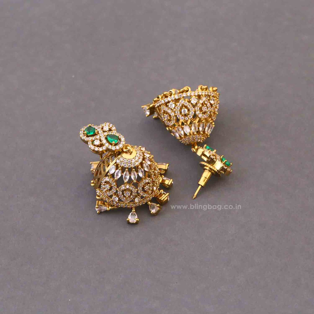 Emerald Jemila Victorian Jhumkis