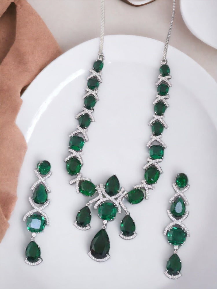 Emerald Jezebel Zirconia Jewellery Set