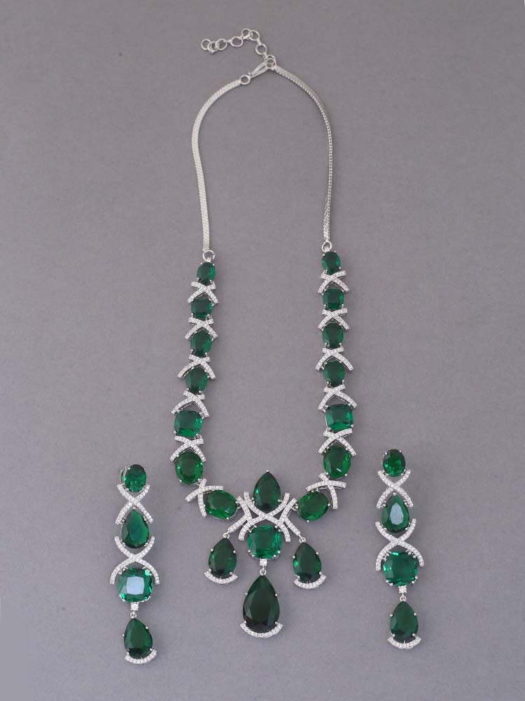 Emerald Jezebel Zirconia Jewellery Set