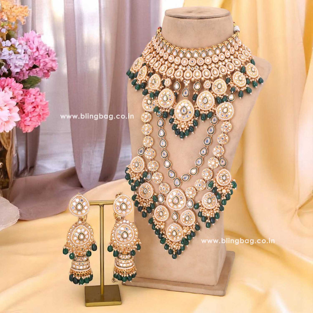 Emerald Jhanvi Kundan Bridal Jewellery Set