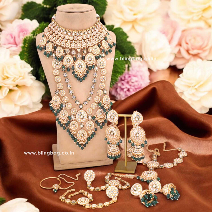 Emerald Jhanvi Kundan Bridal Jewellery Set