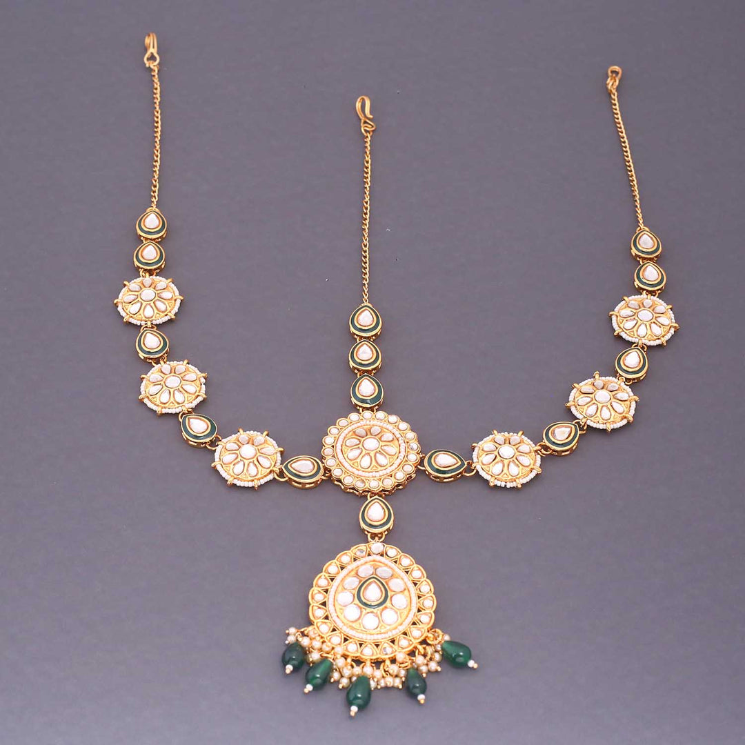 Emerald Jhanvi Kundan Bridal Jewellery Set