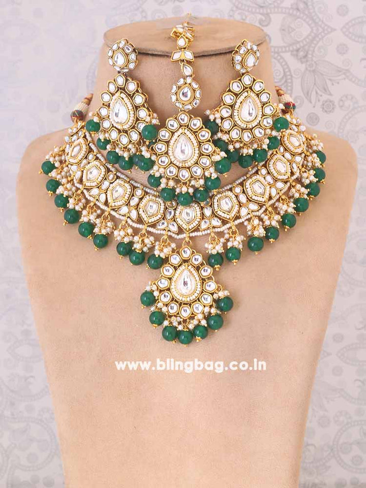 Emerald Jiya Kundan Jewellery Set