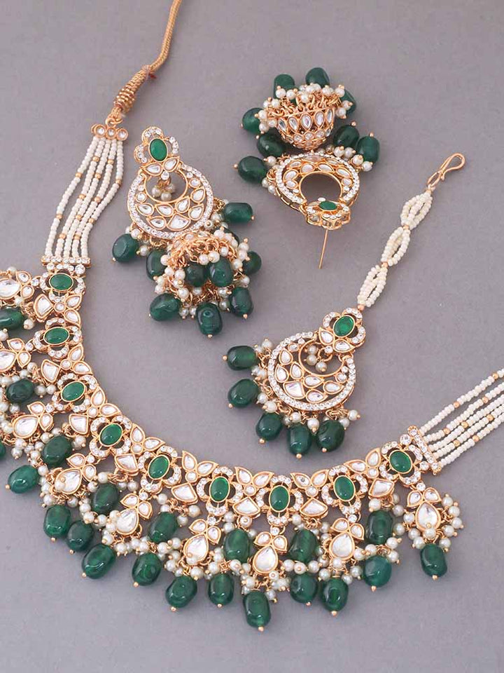 Emerald Kaamil Kundan Jewellery Set