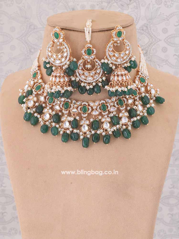 Emerald Kaamil Kundan Jewellery Set