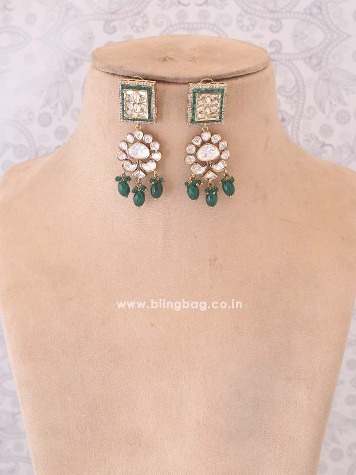 Emerald Kacela Kundan Jewellery Set