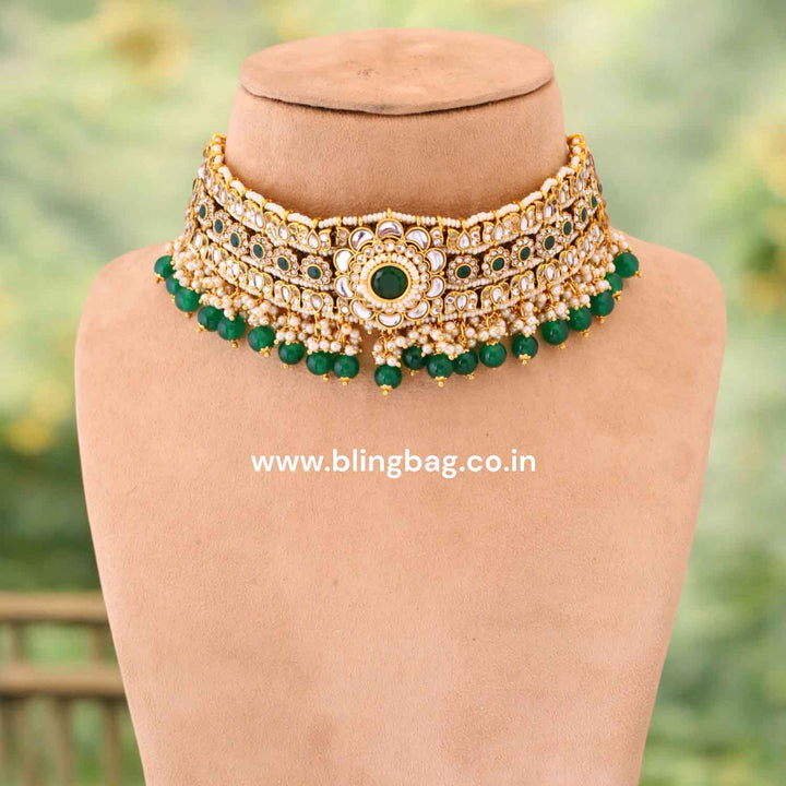 Emerald Kaira Kundan Jewellery Set