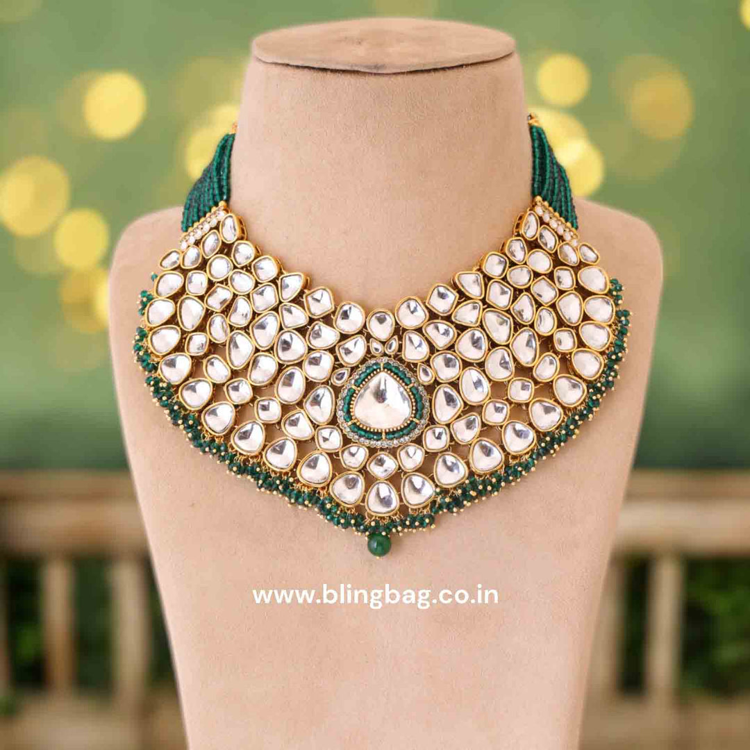 Emerald Kairavi Kundan Jewellery Set