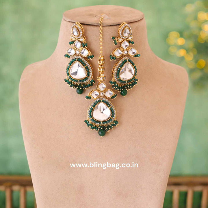 Emerald Kairavi Kundan Jewellery Set