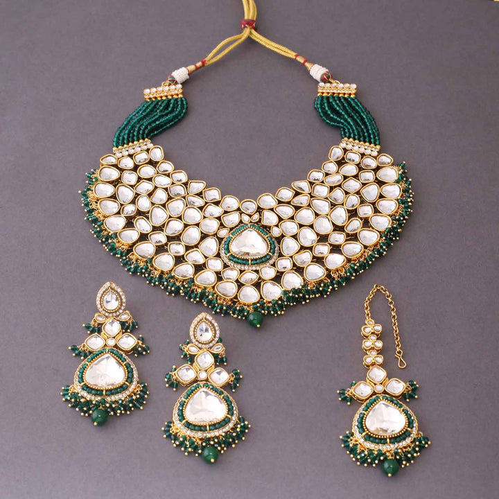 Emerald Kairavi Kundan Jewellery Set