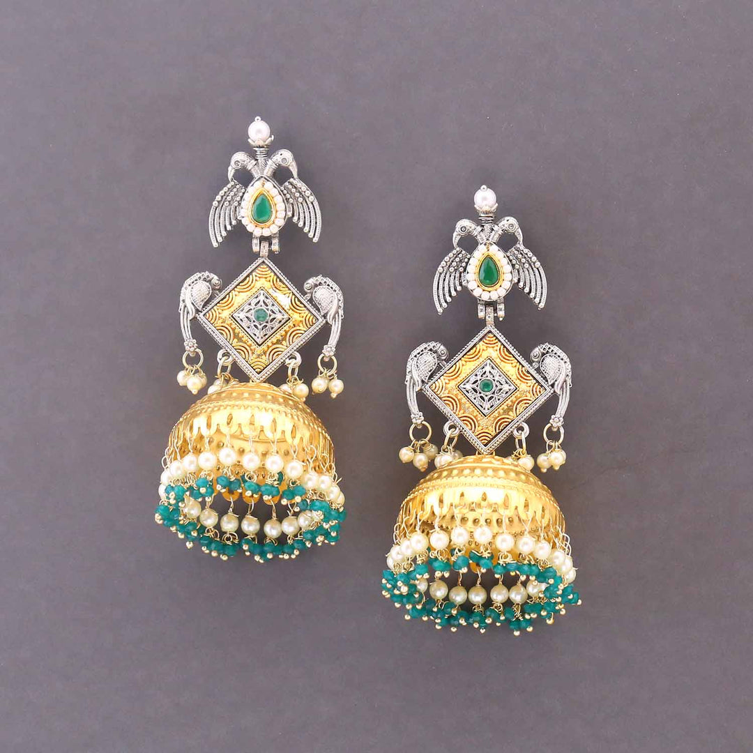 Emerald Kamira Oxidised Jhumkis