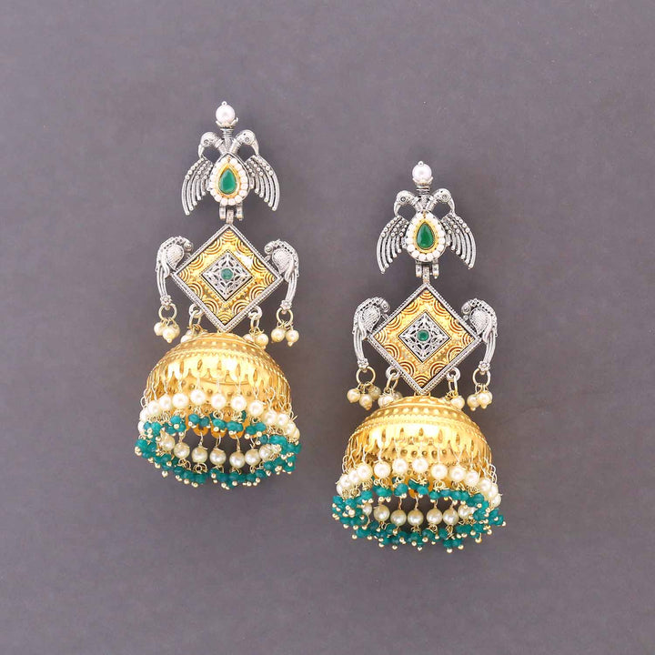 Emerald Kamira Oxidised Jhumkis