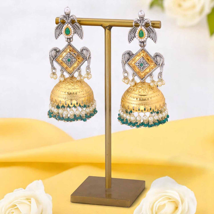 Emerald Kamira Oxidised Jhumkis