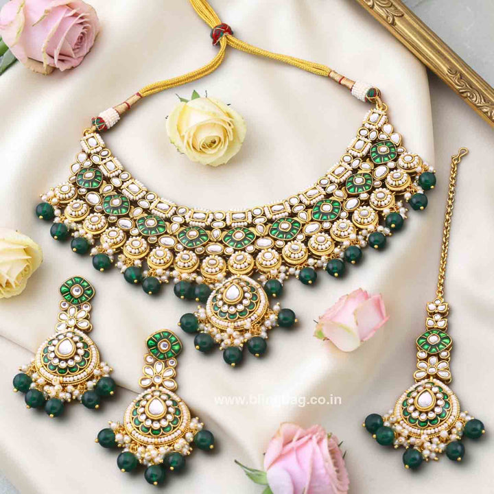 Emerald Kamya Kundan Jewellery Set