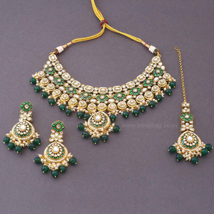 Emerald Kamya Kundan Jewellery Set