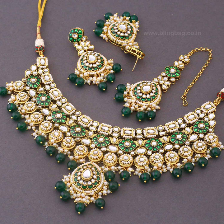 Emerald Kamya Kundan Jewellery Set