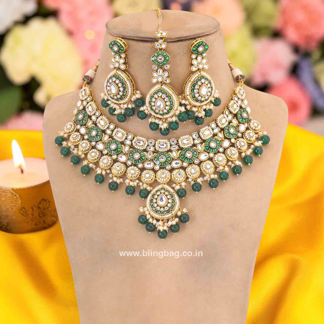 Emerald Kamya Kundan Jewellery Set