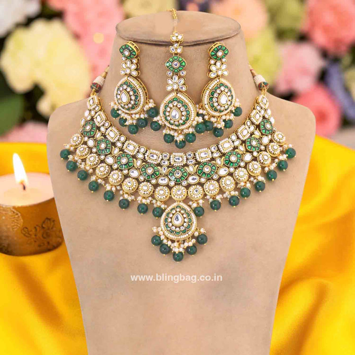 Emerald Kamya Kundan Jewellery Set
