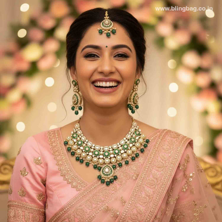 Emerald Kamya Kundan Jewellery Set