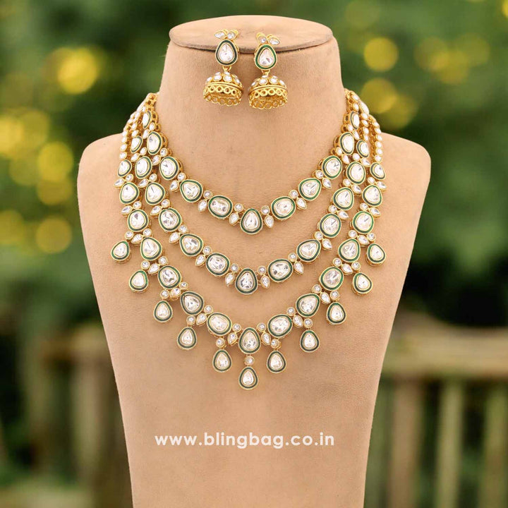 Emerald Kanaka  Kundan Jewellery Set