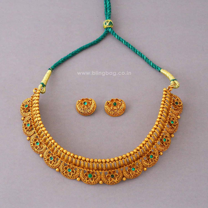 Emerald Kanchan Antique Jewellery Set- New Arrival