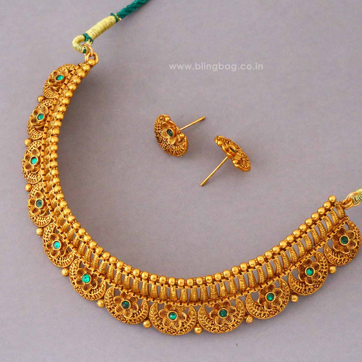 Emerald Kanchan Antique Jewellery Set- New Arrival