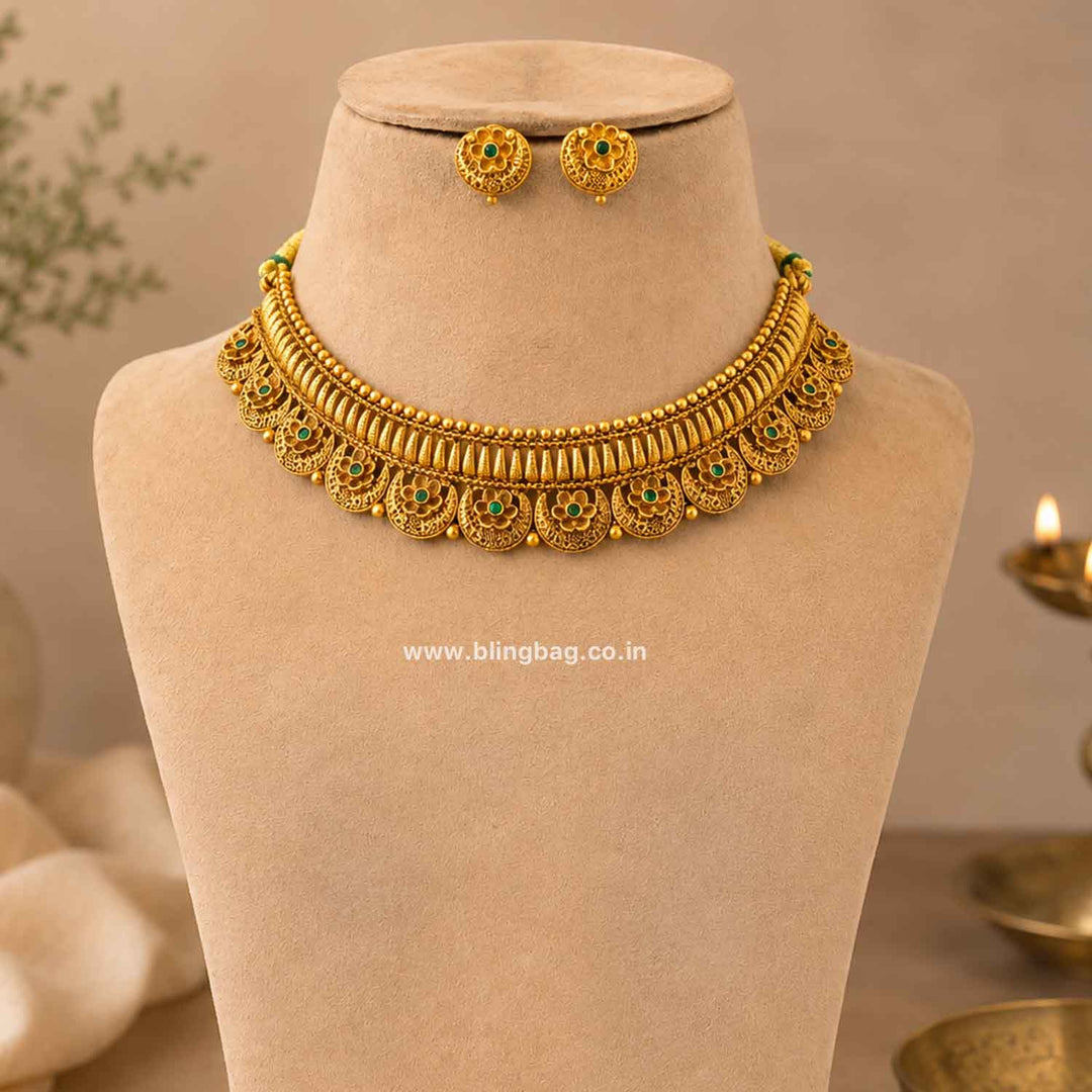 Emerald Kanchan Antique Jewellery Set- New Arrival