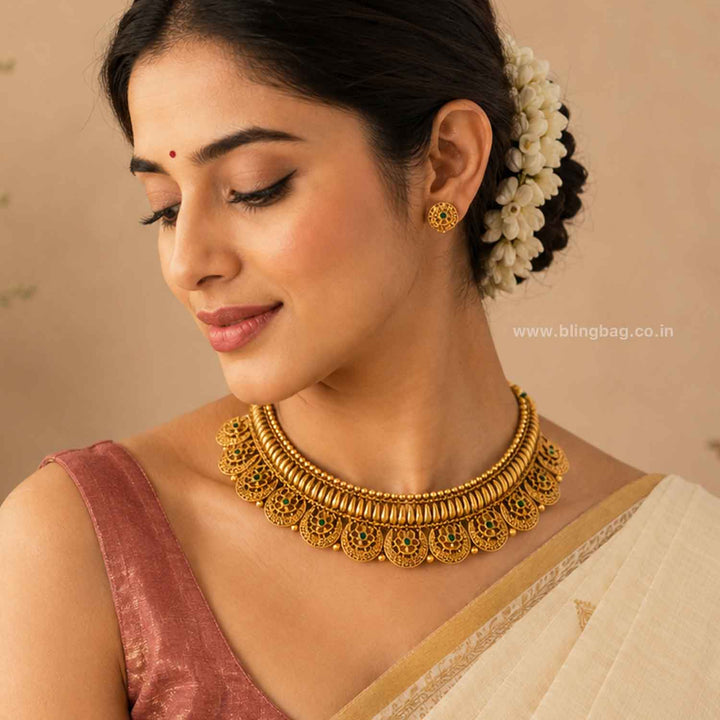 Emerald Kanchan Antique Jewellery Set- New Arrival