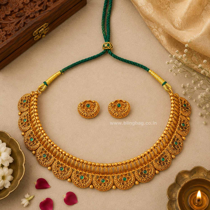Emerald Kanchan Antique Jewellery Set- New Arrival