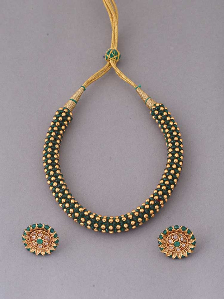 Emerald Kansa Temple Jewellery Set