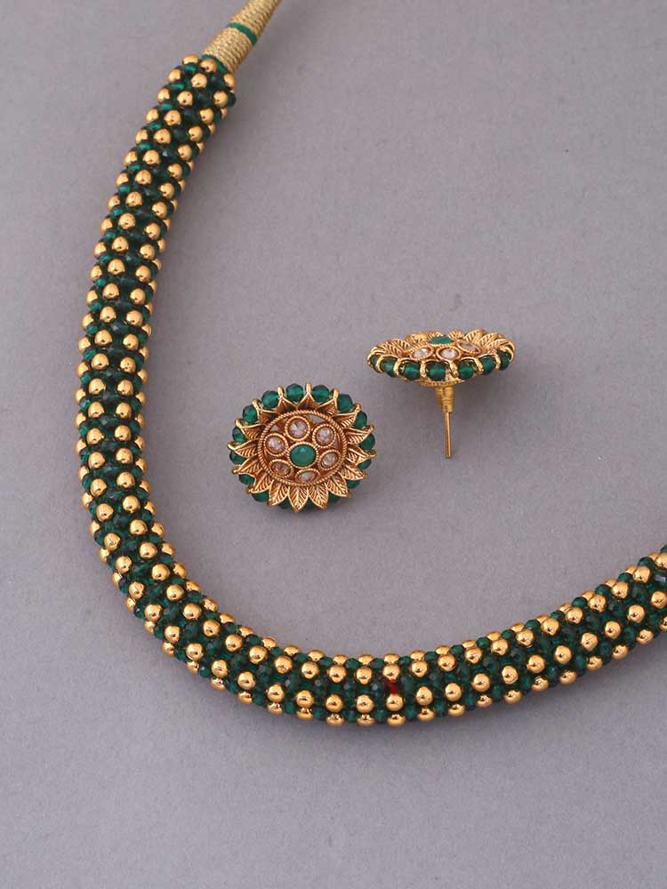 Emerald Kansa Temple Jewellery Set