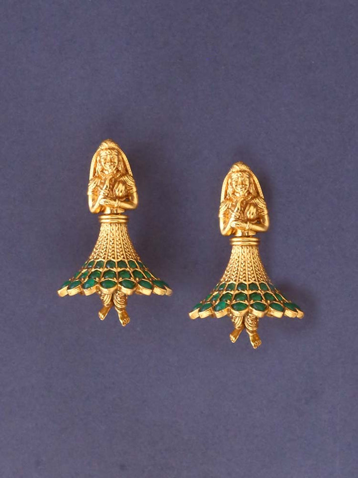 Emerald Kashvi Temple Jhumkis
