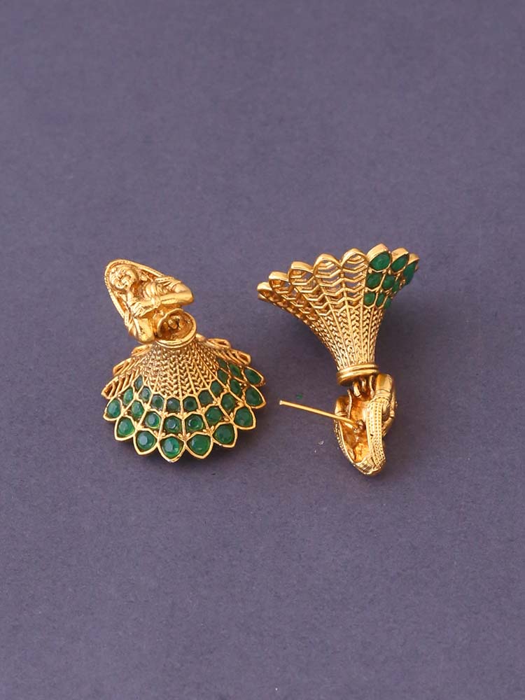 Emerald Kashvi Temple Jhumkis