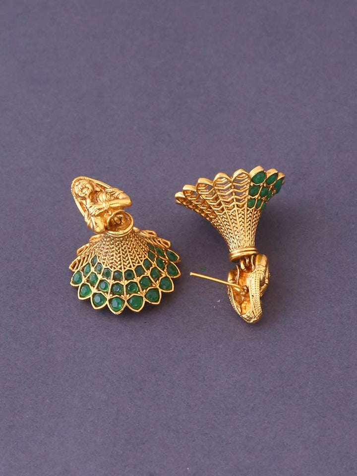 Emerald Kashvi Temple Jhumkis