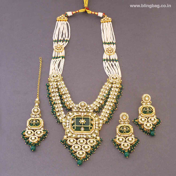 Emerald Kavika Kundan Jewellery Set