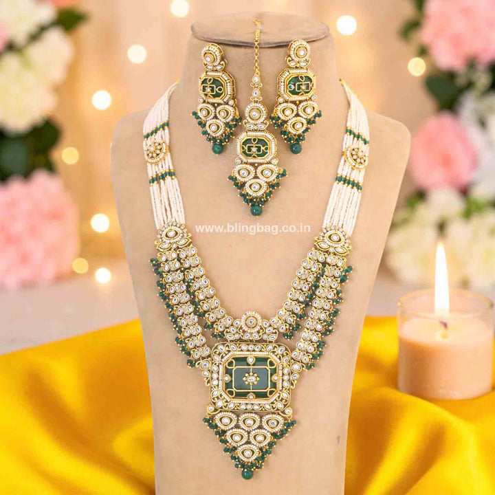 Emerald Kavika Kundan Jewellery Set
